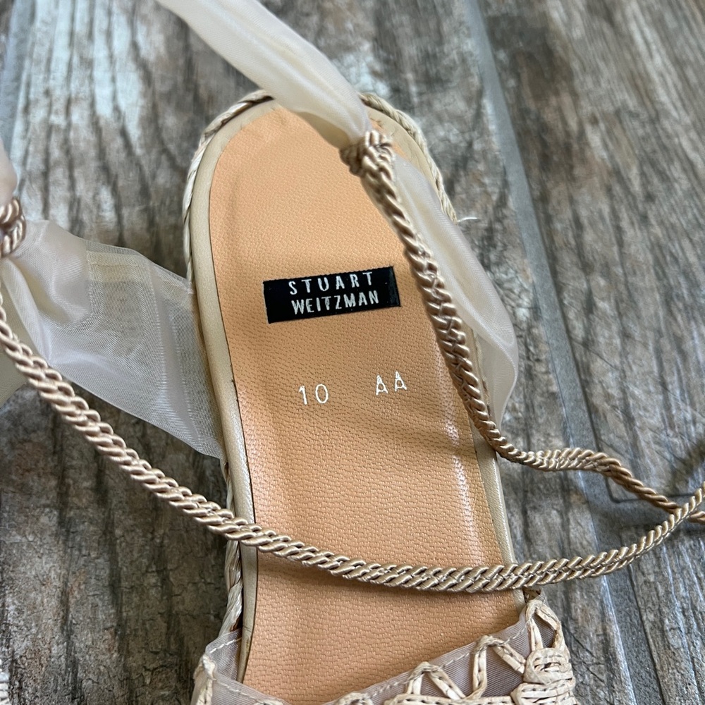 Stuart Weitzman Pansy Beige Raffia Espadrille Sandals, Women’s Size 10 - Picture 2 of 8